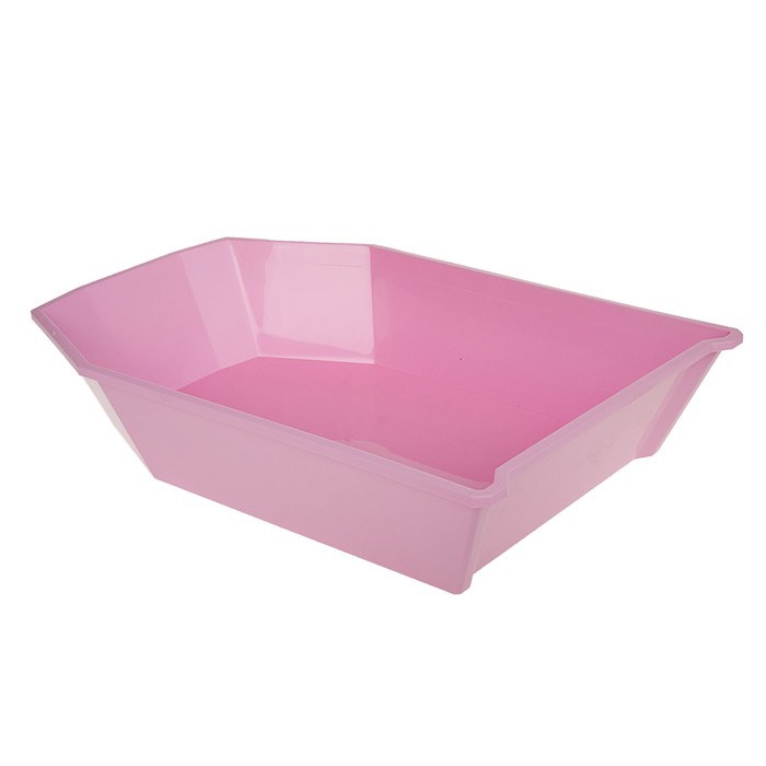 Туалет для кошек фигурный закрытый с совком, 54 х 37 х 40 см, бело-розовый