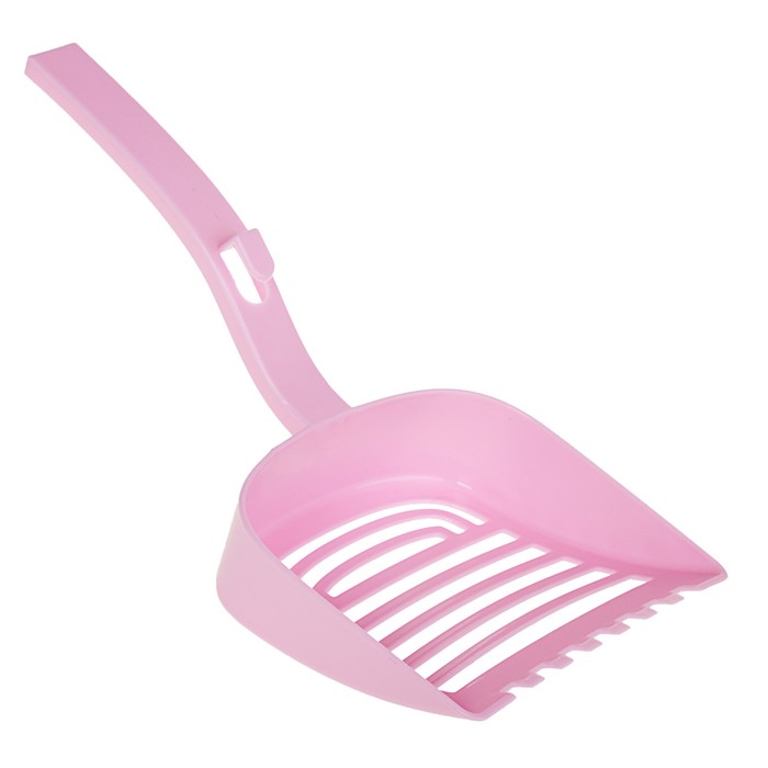 Туалет для кошек фигурный закрытый с совком, 54 х 37 х 40 см, бело-розовый