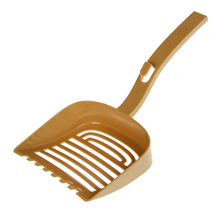 Туалет для кошек фигурный с бортом с совком, 54 х 38 х 20 см, бело-коричневый