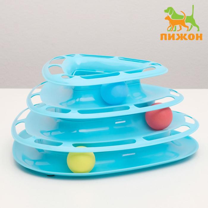 Игровой комплекс для кошек трехуровневый с шариками