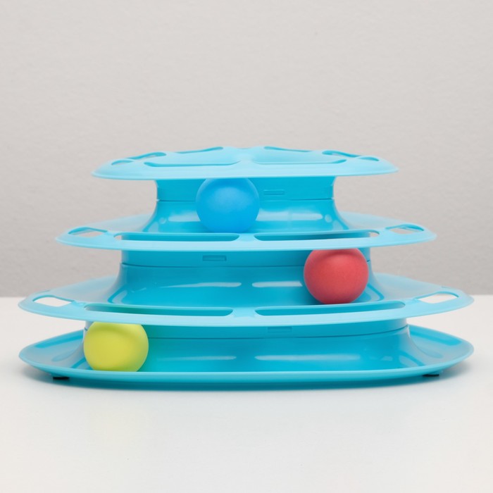 Игровой комплекс для кошек трехуровневый с шариками