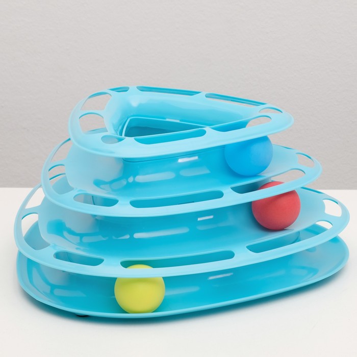 Игровой комплекс для кошек трехуровневый с шариками