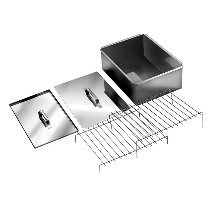 Коптильня двухъярусная с поддоном для сбора жира (380х280х170)(нержавеющая сталь 0,5 мм.)