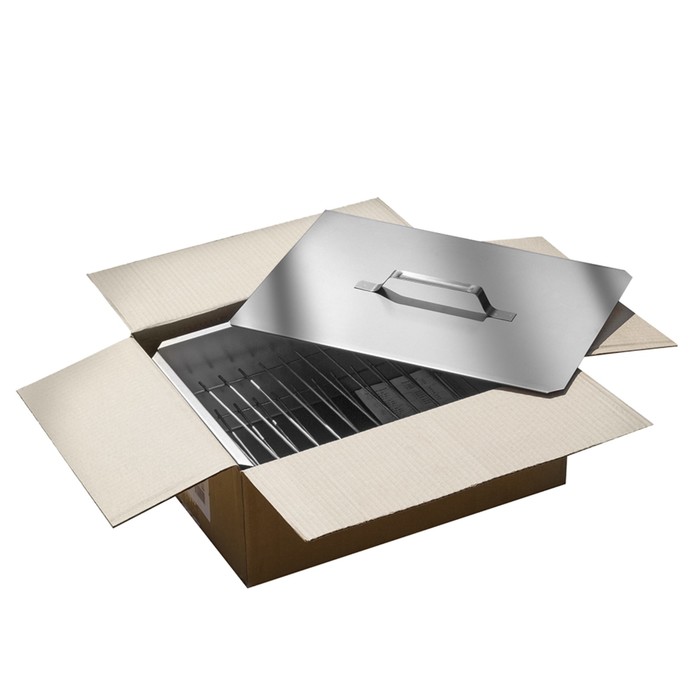 Коптильня двухъярусная с поддоном для сбора жира (380х280х170)(нержавеющая сталь 0,5 мм.)