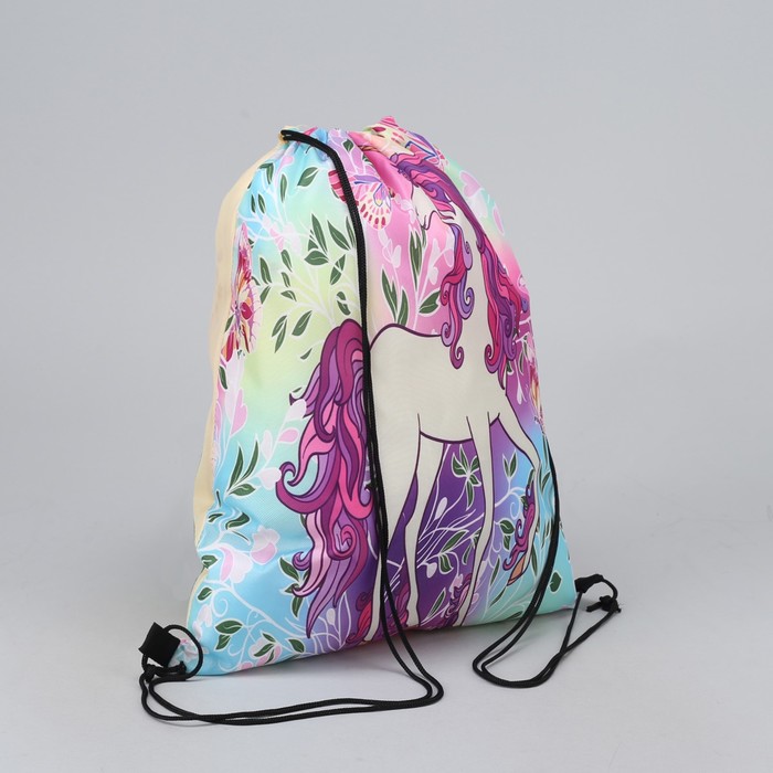 Мешок для обуви "Единорог", отдел на шнурке, цвет сиреневый