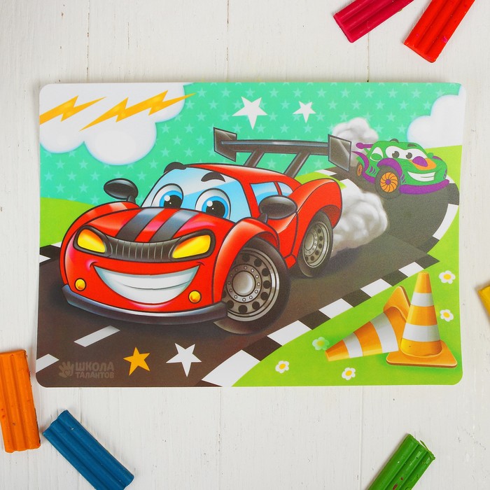 Коврик для лепки "Тачки", формат A4