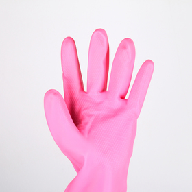 Перчатки хозяйственные защитные Доляна, суперпрочные, размер L, ПВХ, 100 гр, цвет розовый от Сима-ленд