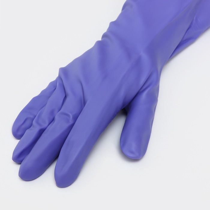 фото Перчатки хозяйственные защитные доляна, суперпрочные, размер l, пвх, 85 гр, цвет фиолетовый