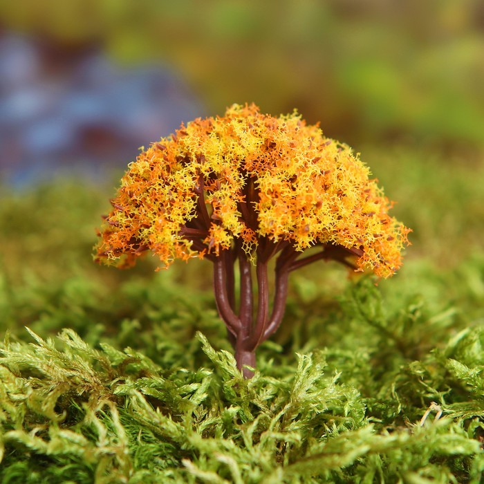 Миниатюра кукольная, набор 2 шт "Дерево" размер 1 шт 4,5*4,5*6 см, цвет  оранжево-желтый