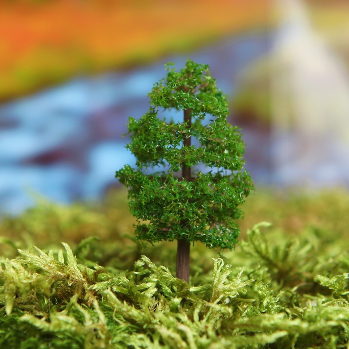 Миниатюра кукольная, набор 2 шт "Дерево" размер 1 шт 2,5*2,5*7 см, цвет светло-зеленый