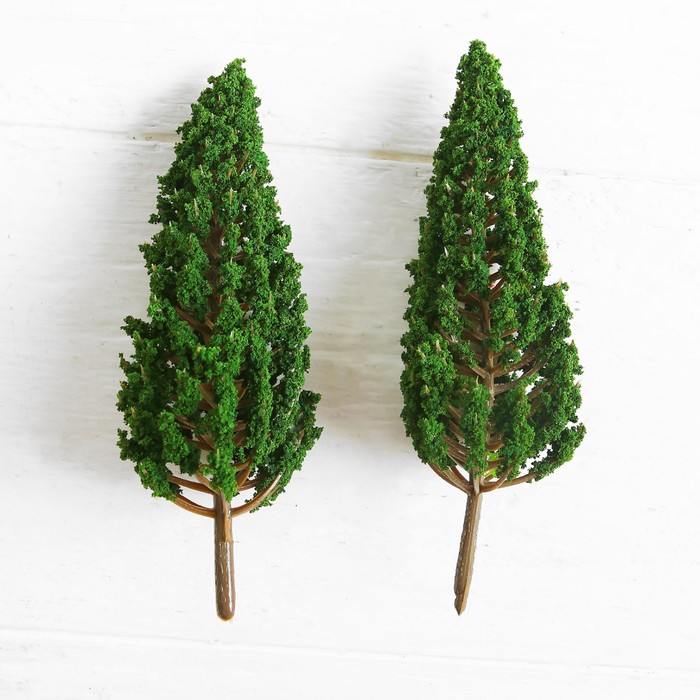 Миниатюра кукольная, набор 2 шт "Дерево" размер 1 шт 3*3*1,5 см, цвет зеленый