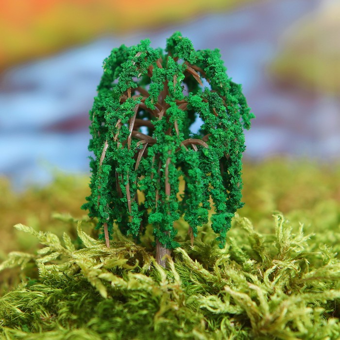 Миниатюра кукольная, набор 2 шт "Дерево" размер 1 шт 3,5*3,5*6,5 см, цвет светло-зеленый