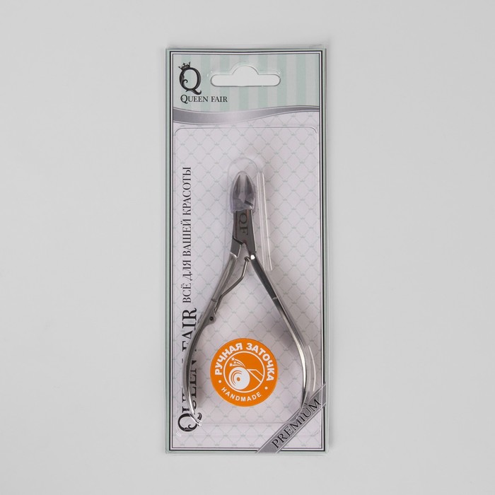 Кусачки для кутикулы, одинарная пружина, ручная заточка, 10,2см, рабочая область-7мм, цвет серебристый