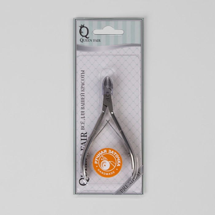 Кусачки для кутикулы, ручная заточка, двойная пружина, 9,9см, рабочая область-5мм, цвет серебристый