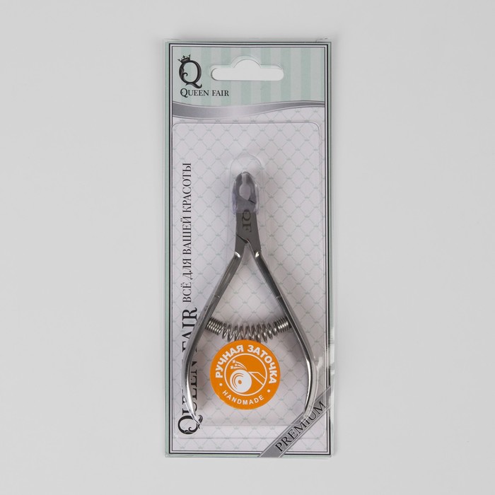 Кусачки для кутикулы, ручная заточка, одинарная пружина, 10см, рабочая область-5мм, цвет серебристый