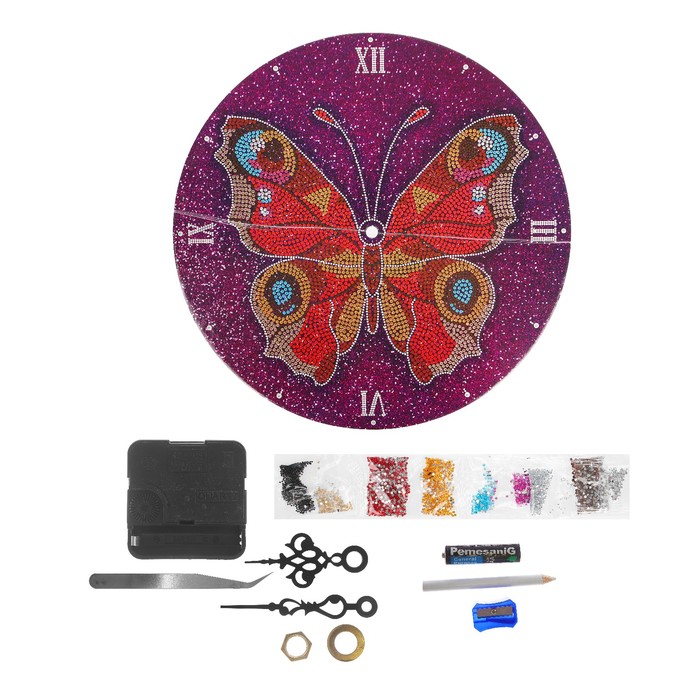 Картина стразами "Часы Бабочка" Elite DIAMOND
