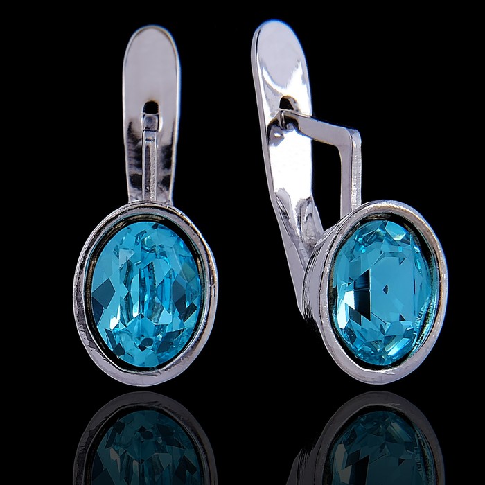 Серьги "Канопус", цвет зелёно-голубой в серебре