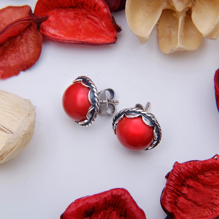 Пусеты посеребрение "Коралл"