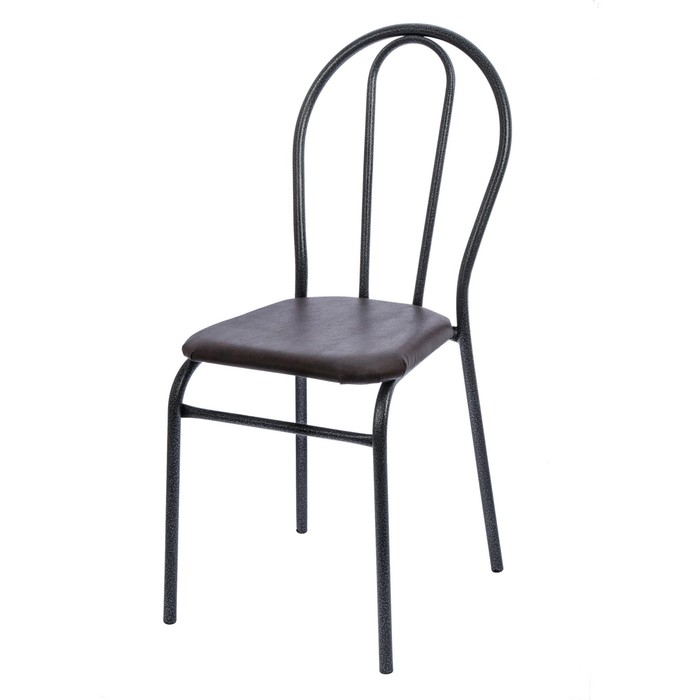 Стул металлический, цвет антик серебро/темно-коричневый мрамор