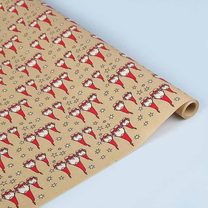 Бумага упаковочная крафт "Гномы", 0.6 х 10 м