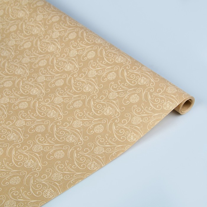 Бумага упаковочная крафт "Белые шары", 0.6 х 10 м