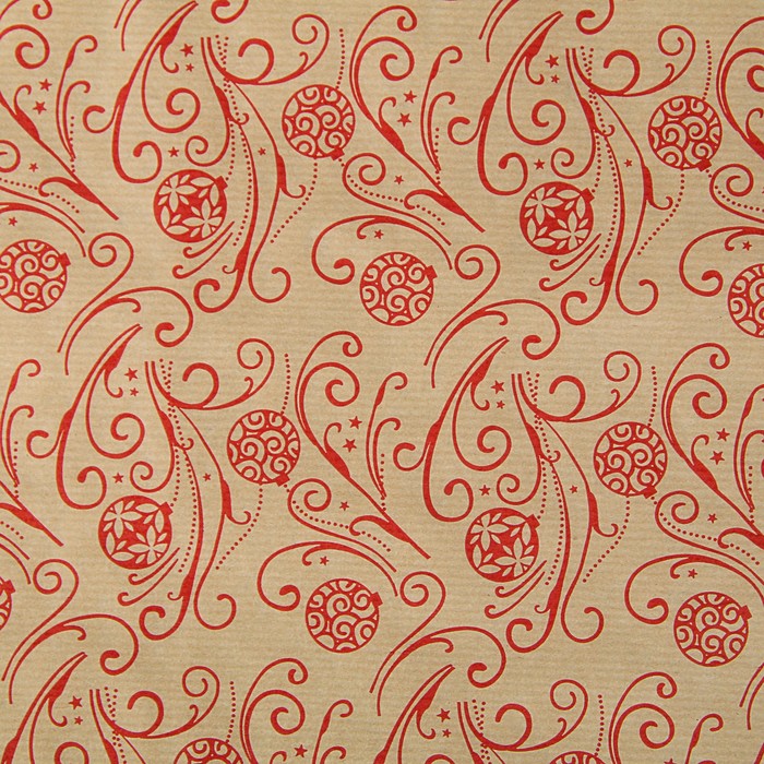 Бумага упаковочная крафт "Красные шары", 0.6 х 10 м