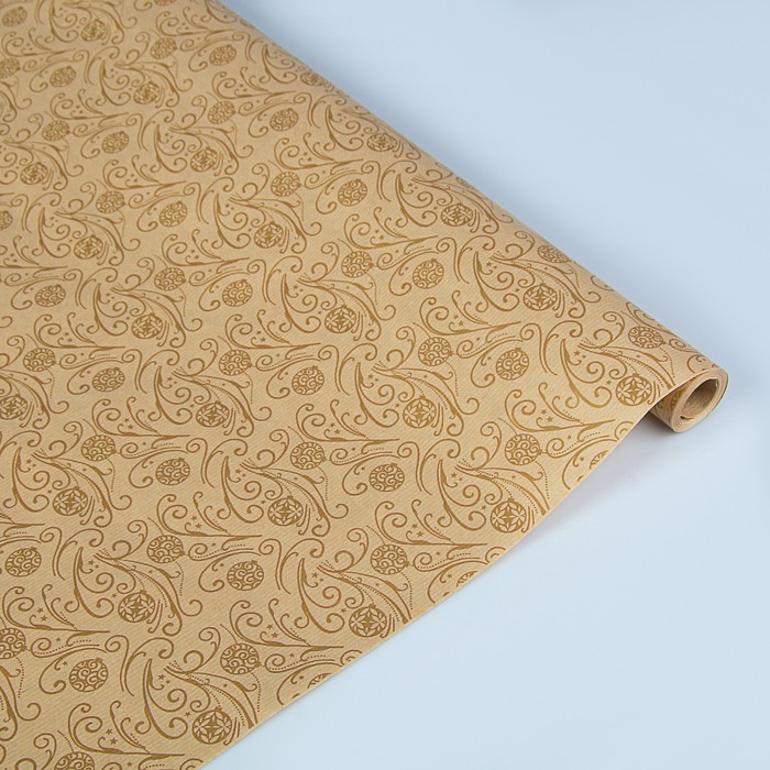 Бумага упаковочная крафт "Золотые шары", 0.6 х 10 м