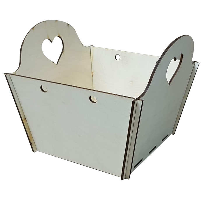 Заготовка д/ декора "Поднос глубокий, ручки-сердце №1" из фан. 23,5х27х20 см набор 5 дет.