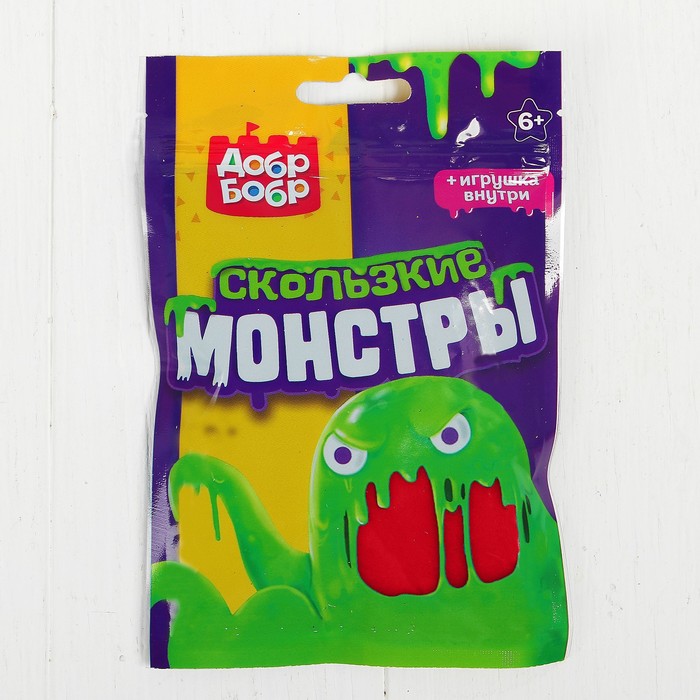 Слизь для рук с игрушкой в трехшовном пакете, 150 мл, красная