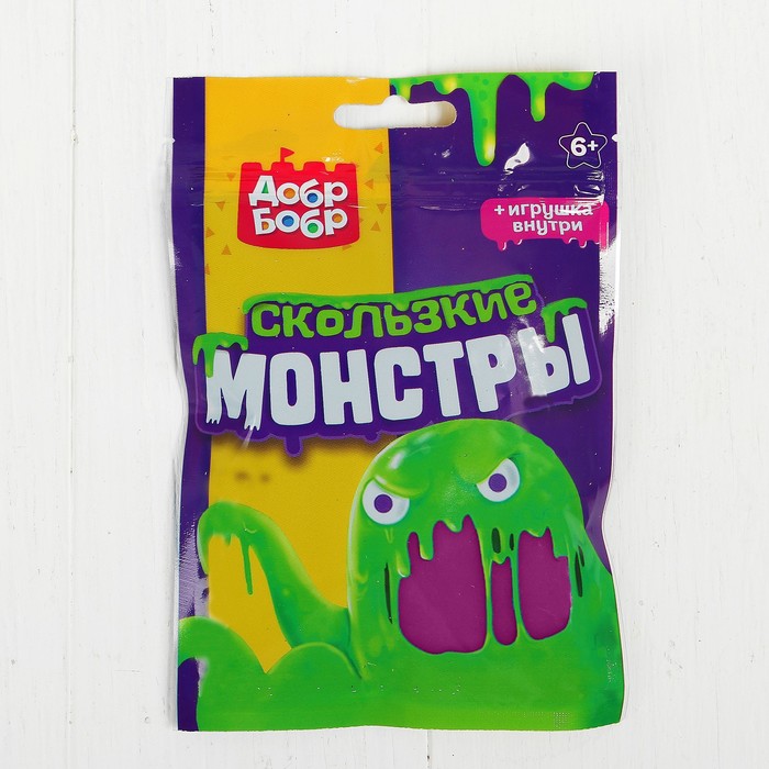 Слизь для рук с игрушкой в трехшовном пакете, 150 мл, фиолетовая