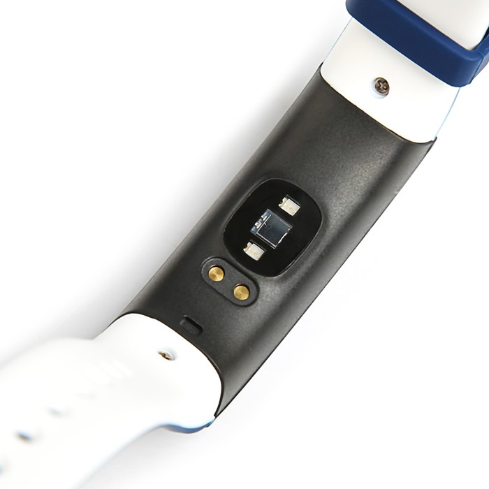 Фитнес-браслет Qumann QSB 09, цвет дисп, оповещения, будильник, шагомер, бело-синий