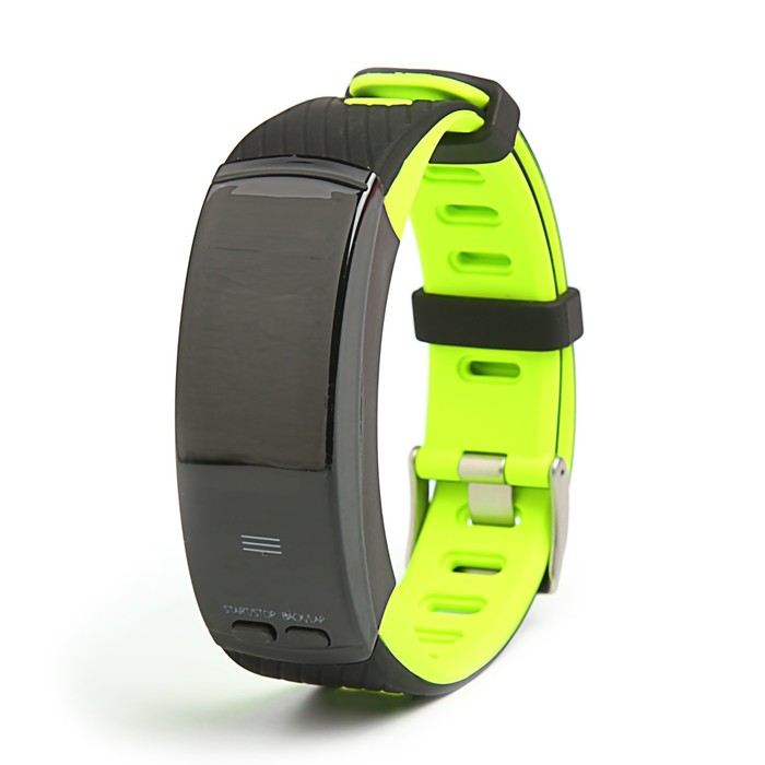 Фитнес-браслет Qumann QSB X, цвет дисп, оповещения, будильник, шагомер, черно-зеленый