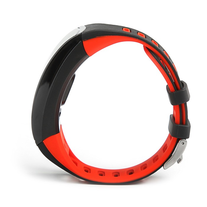 Фитнес-браслет Qumann QSB X, цвет дисп, оповещения, будильник, шагомер, черно-красный