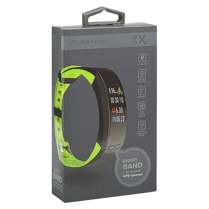 Фитнес-браслет Qumann QSB X, цвет дисп, оповещения, будильник, шагомер, черно-красный