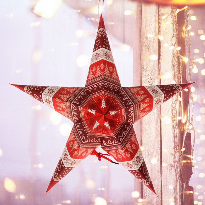 Звезда "С Новым годом!" (Скандинавия), 45 х 45 х 16 см
