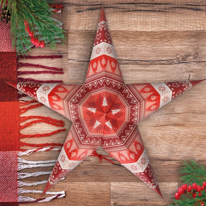 Звезда "С Новым годом!" (Скандинавия), 45 х 45 х 16 см