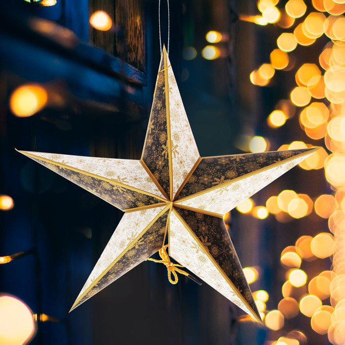 Звезда "С Новым годом!" (Золотые снежинки), 45 х 45 х 16 см