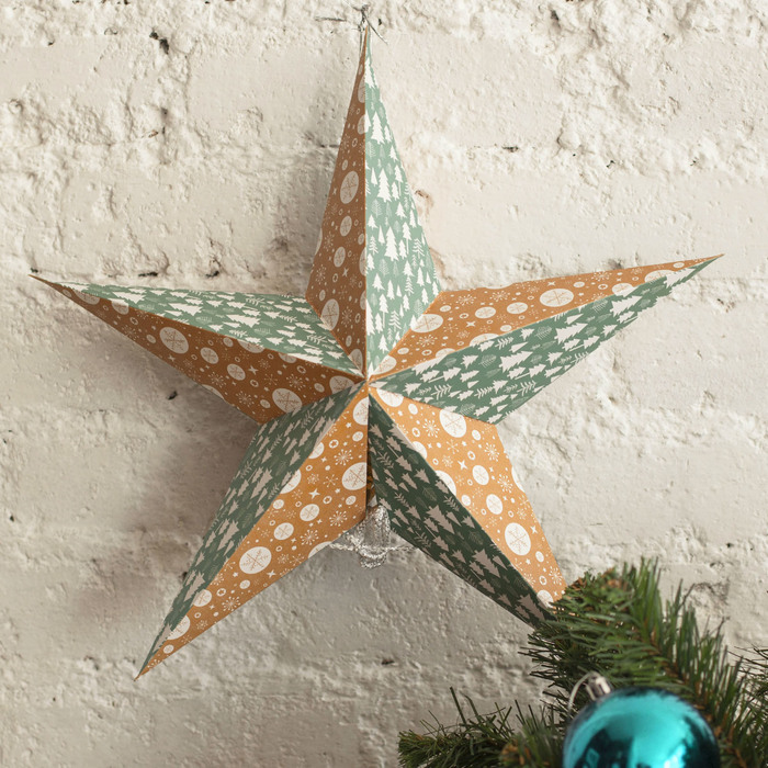 Звезда "С Новым годом!" (Крафт), 45 х 45 х 16 см