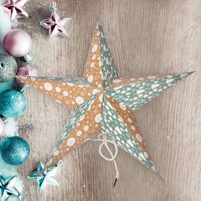 Звезда "С Новым годом!" (Крафт), 45 х 45 х 16 см