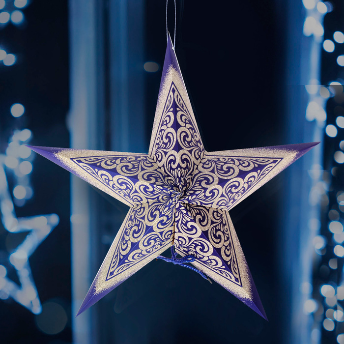 Звезда "С Новым годом!" (Сине-серебрянная), 45 х 45 х 16 см