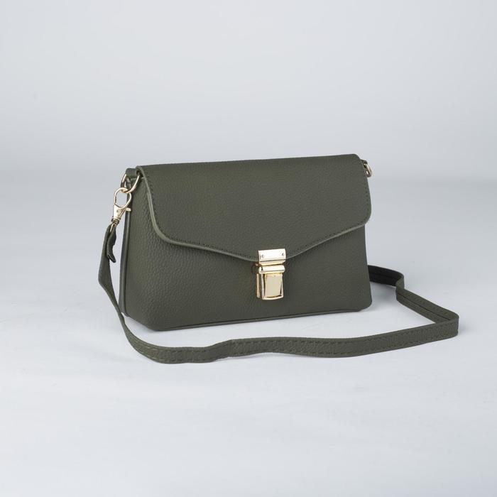 Сумка женская, отдел с перегородкой на молнии, регулируемый ремень, цвет зелёный