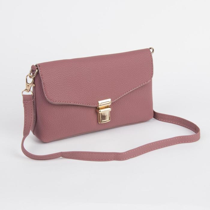Сумка женская, отдел с перегородкой на молнии, регулируемый ремень, цвет пудровый