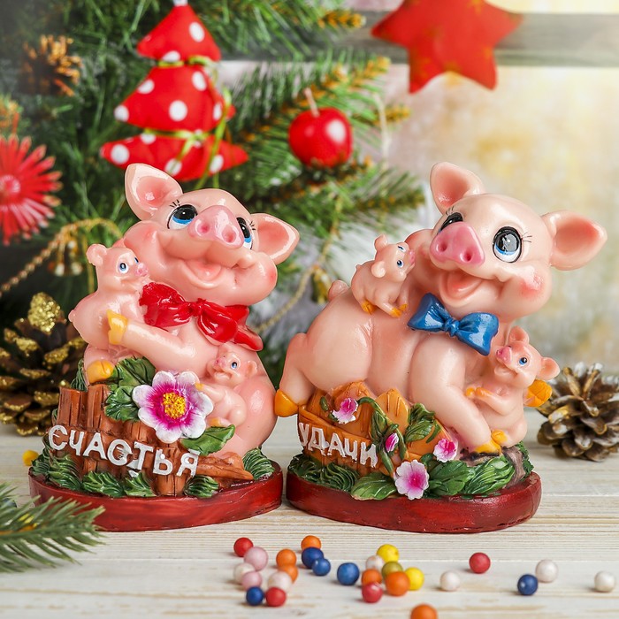 Копилка полистоун "Хрюшки семейка" МИКС 13х10х7,5 см