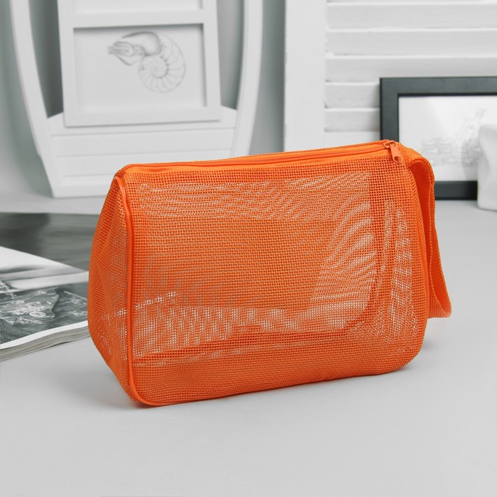 Косметичка банная, отдел на молнии, цвет оранжевый