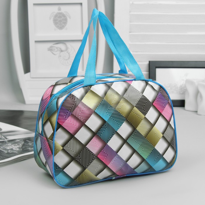 Косметичка банная, отдел на молнии, ручки, цвет голубой