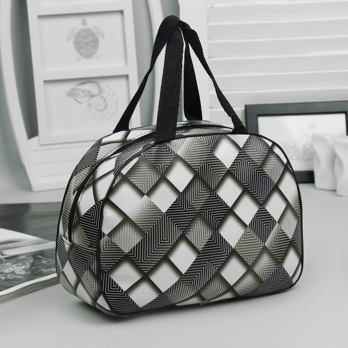 Косметичка банная, отдел на молнии, ручки, цвет чёрный