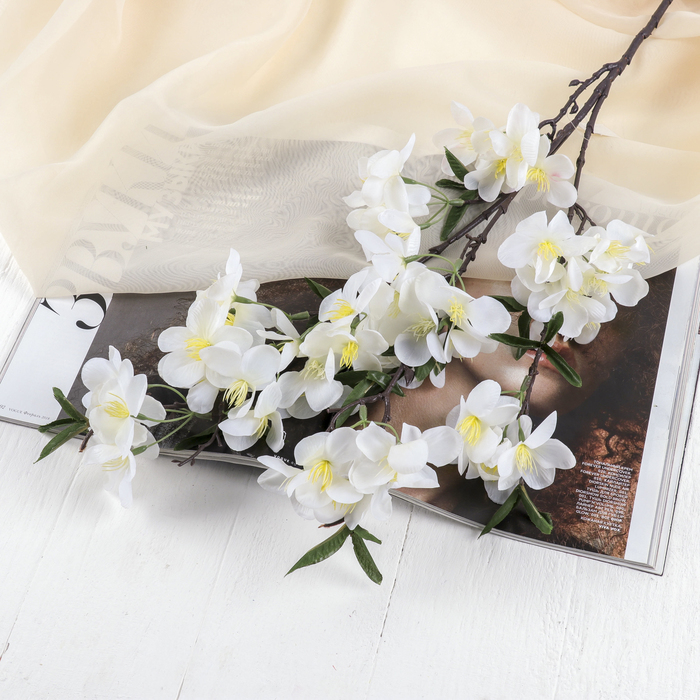 Цветы искусственные "Молочай миля" 6*85 см, белый