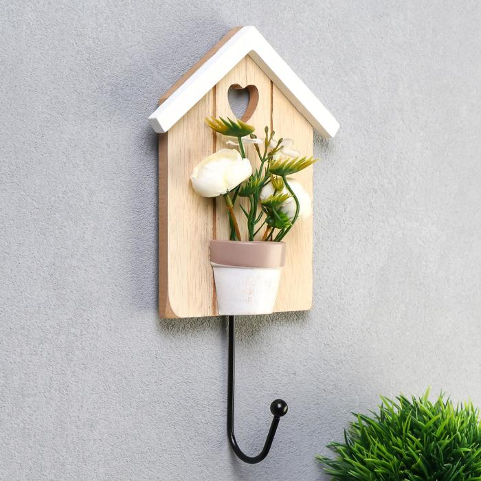 Крючок декоративный дерево "Розы в вазоне" МИКС 24,5х13,3 см