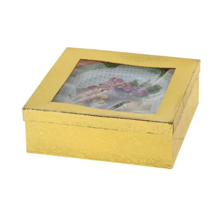 Набор для торта 8 предметов "Букет с бабочкой" (блюдо d 27 см, тарелки d 19 см) УЦЕНКА