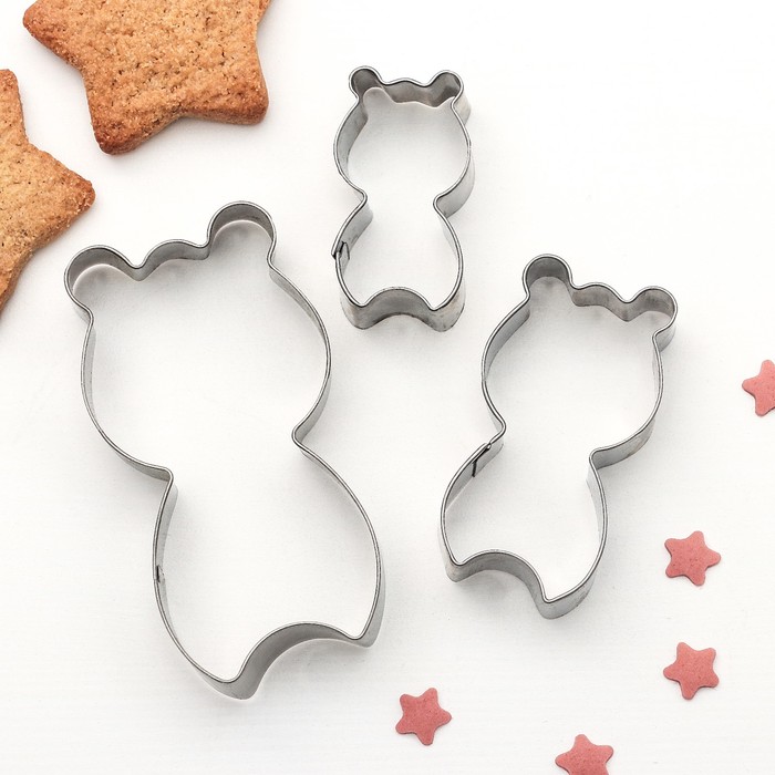 Набор форм для вырезания печенья "Медведь", 3 шт